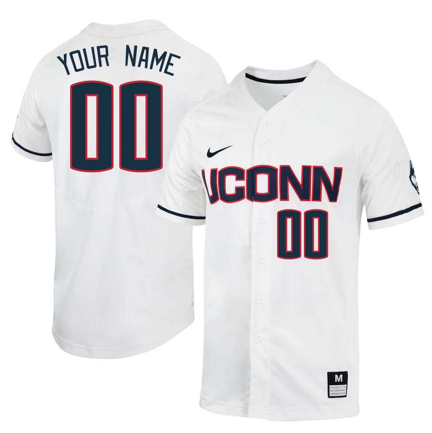 Custom Uconn Huskies Name And Number College Baseball Jerseys Stitched-White